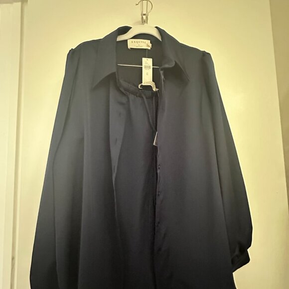 Aura SAtin Blue set ( Blouse + Pants) - Picture 5 of 7